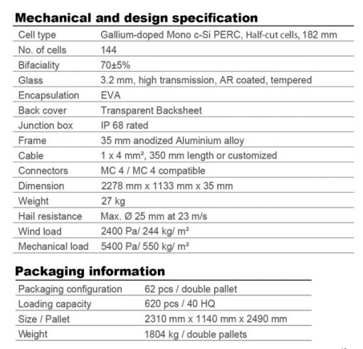 پنل خورشیدی 550 وات مونوکریستال برند AESOLAR