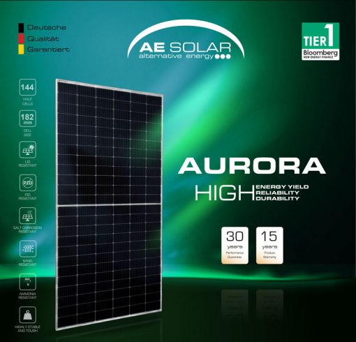 پنل خورشیدی 550 وات مونوکریستال برند AESOLAR