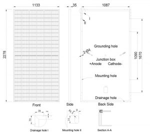 ابعاد پنل خورشیدی