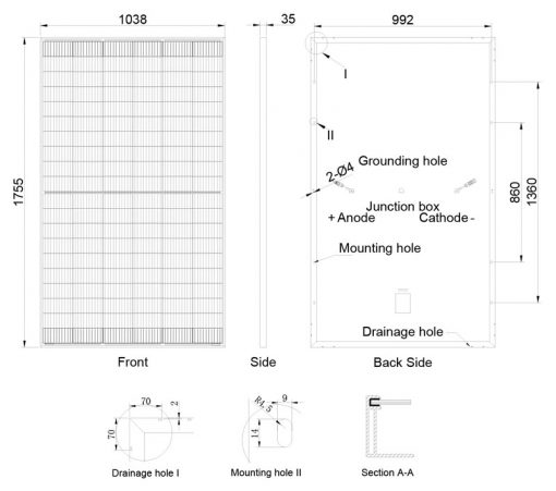 پنل خورشیدی 370 وات مونوکریستال برند AE SOLAR